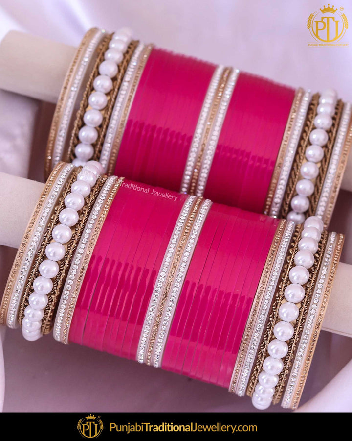 Pearl Pink Bridal Chura | Punjabi Traditional Jewellery Exclusive